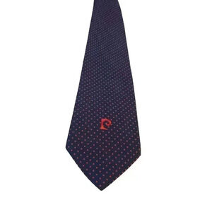 Vintage 60s 70s PIERRE CARDIN Blue Red Polka Dots Wide Necktie Tie Retro Classic